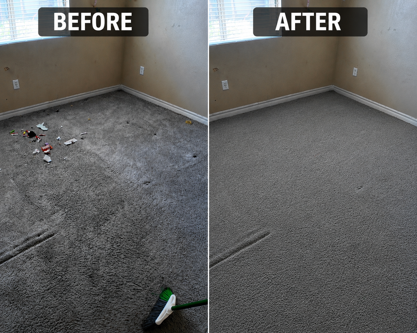 Before and after PuriNest carpet cleaning result